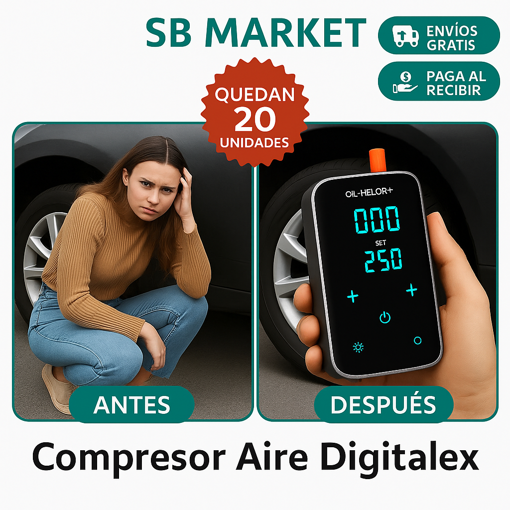 Compresor Aire Digitalex® 4 En 1 Recargable